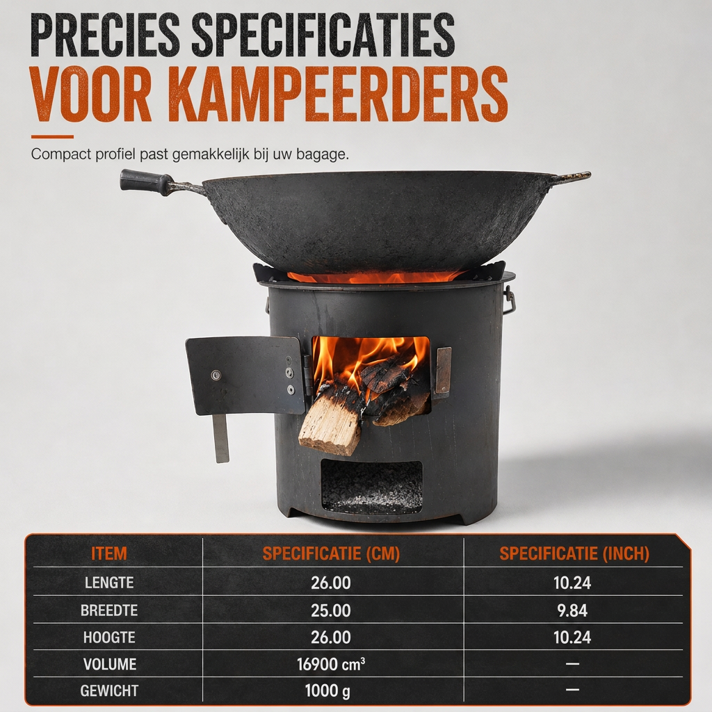 🎁2026 Nieuw gearriveerd 50% KORTING💥Zware kampeer kachel van koolstofstaal – Hout & Houtskool, Hoge Luchttoevoer, 3-in-1 Kookplaat 🍳