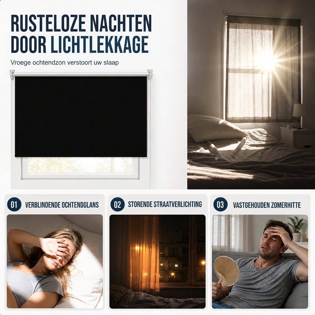 🪟 100% verduisterend rolgordijn: 3-laags stof, hittewerend, bevestiging zonder boren, kindveilig ontwerp