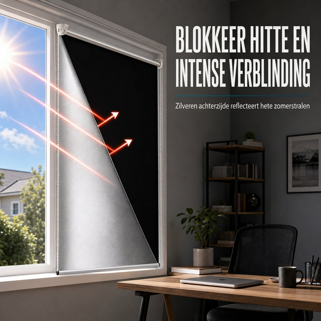 🪟 100% verduisterend rolgordijn: 3-laags stof, hittewerend, bevestiging zonder boren, kindveilig ontwerp