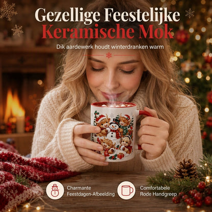Festieve Kerst Sneeuwman Keramiek Mok