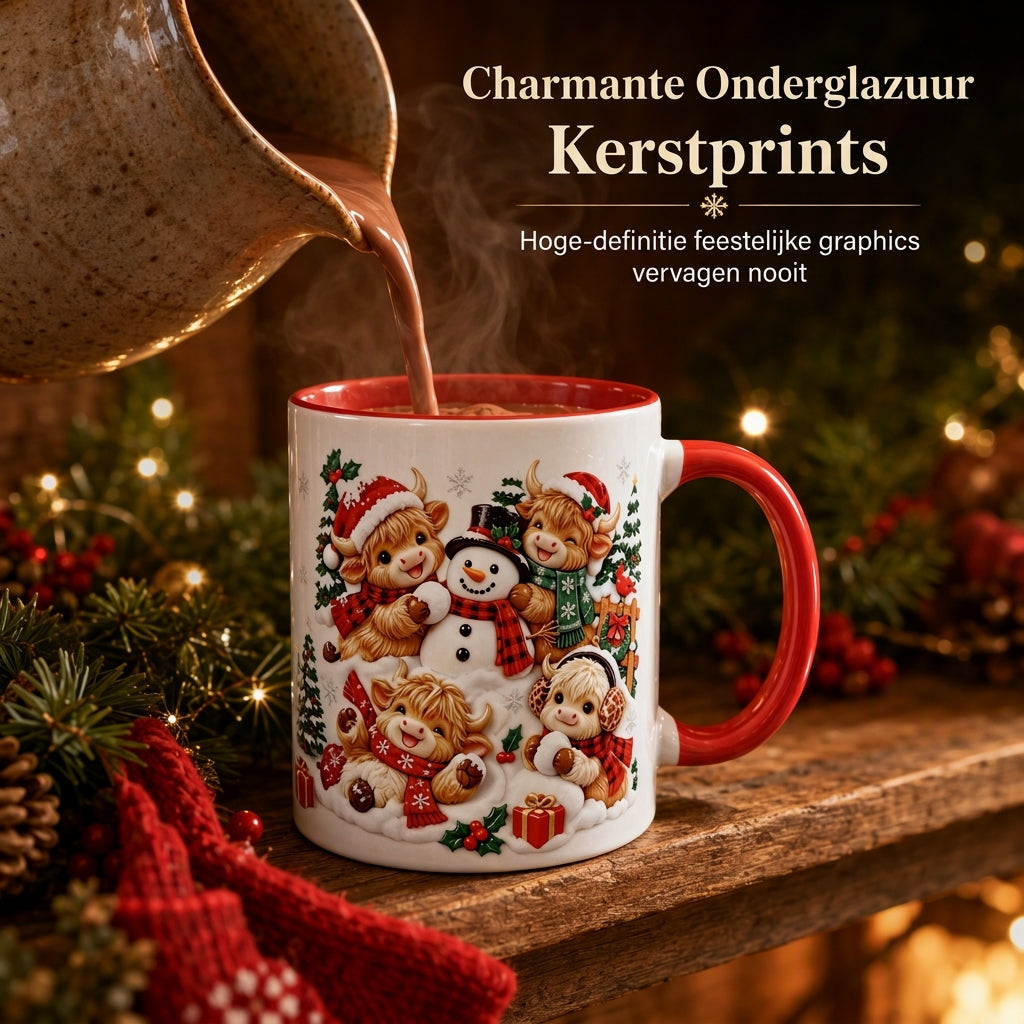 Festieve Kerst Sneeuwman Keramiek Mok