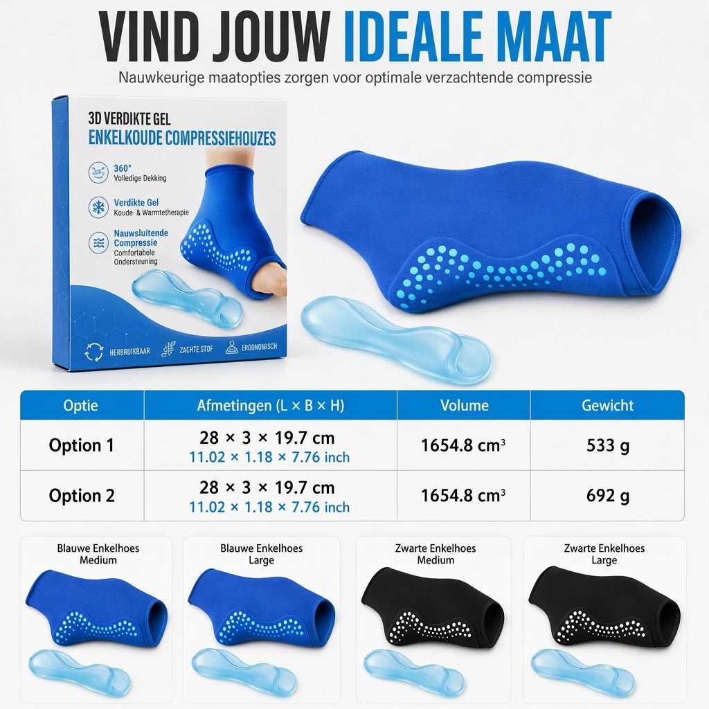 Verlengde 3D Dikke Solide Gel Enkel Pak Wikkel voor Voet en Enkel Koude Therapie