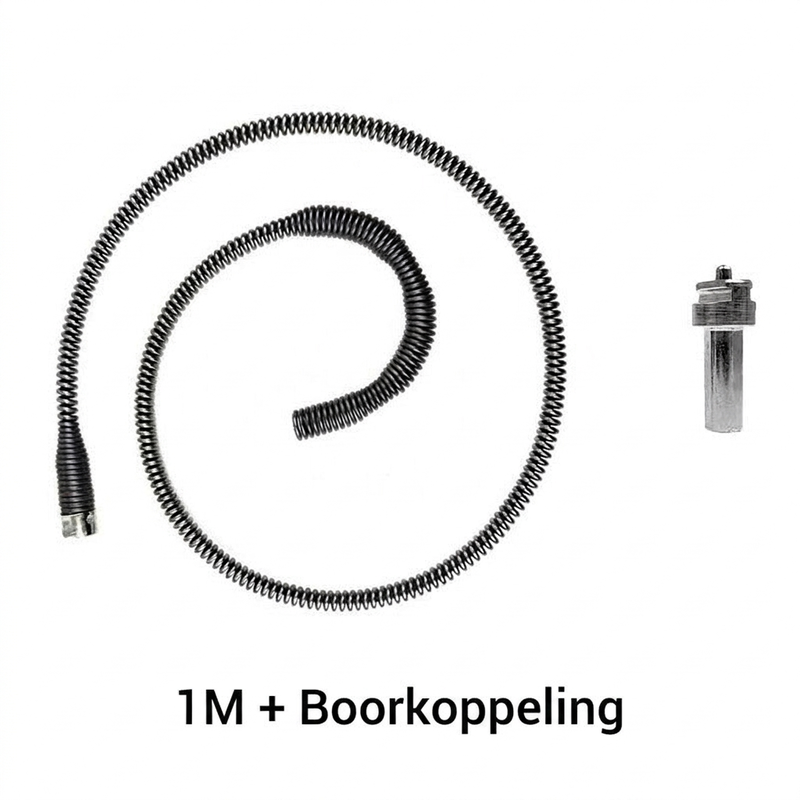 🔩 Booraangedreven Ontstopveer: 1-3m Flexibel Staal, Roestbestendig, Verwijdering van Diepe Verstoppingen