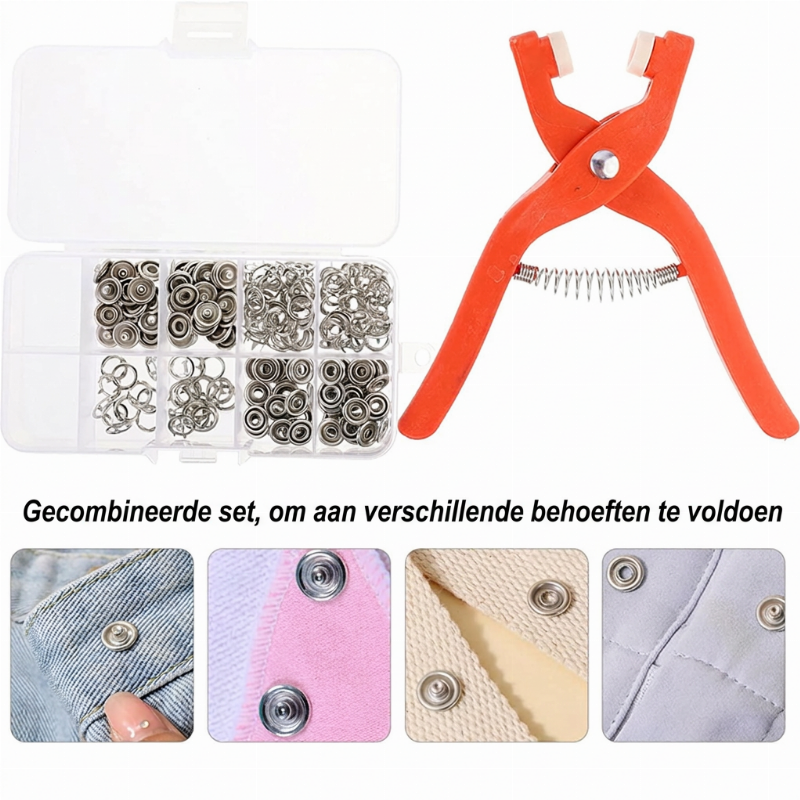 Naai-vrije drukknop bevestigingsset