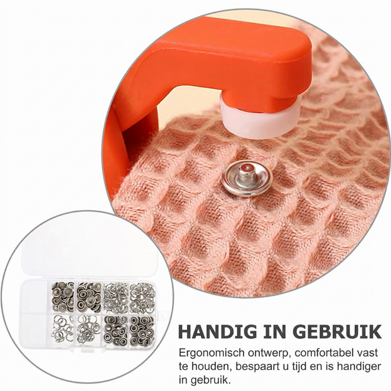 Naai-vrije drukknop bevestigingsset