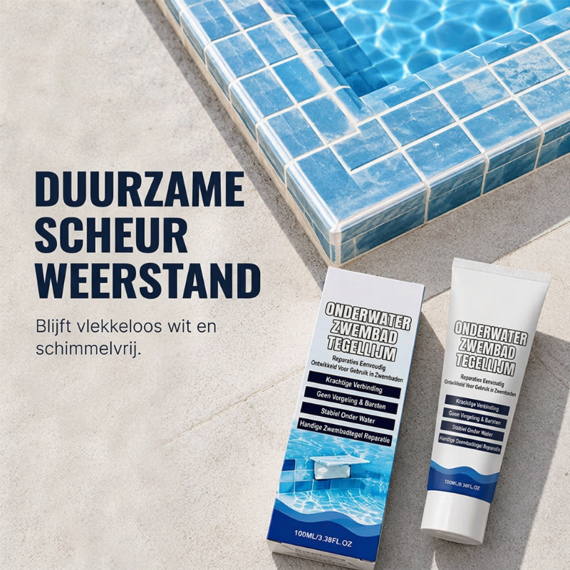 🥳HOT SALE 2026🥳💞MEER DAN 50.000 VERKOCHT! 💧🔧 50% KORTING! Sterke waterbestendige tegellijm voor zwembaden – hecht direct onder water, geen leegloop of professionele hulp nodig. Waterdicht, scheurbestendig en duurzaam. Repareer zwembadtegels snel! 🛡️✅