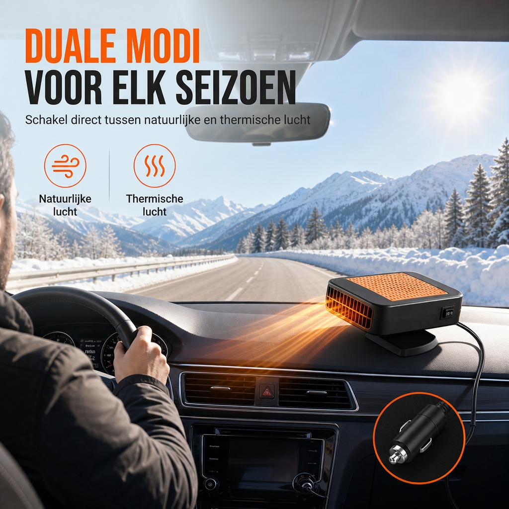 🚗 Draaibare 12V Auto Ontdooi- en Ontwasemingsventilator