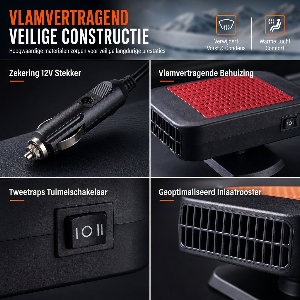 🚗 Draaibare 12V Auto Ontdooi- en Ontwasemingsventilator