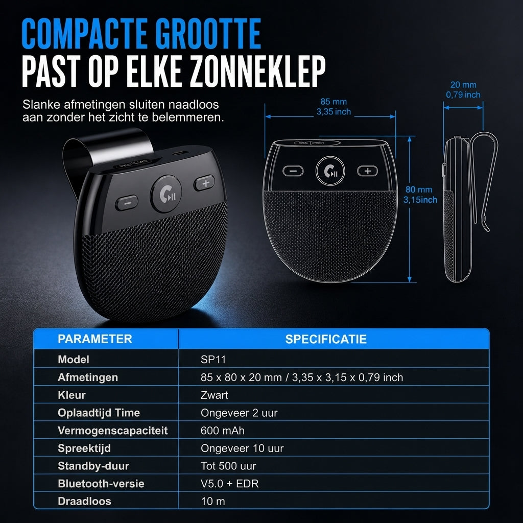 🎁Nieuwe collectie 2026 - 50% KORTING💥SP11 Parrot Bluetooth Handsfree Speakerphone met trilling-geactiveerde automatische inschakeling, A2DP-ondersteuning en nummerweergave met gesproken melding