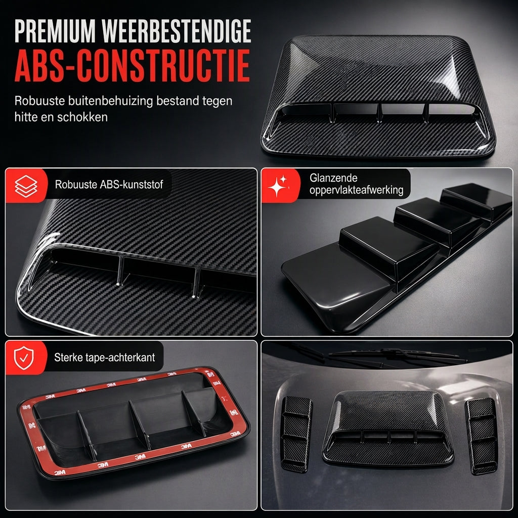 ✨ Nepluchtinventarisseticker voor autokap – Haaienkieuwstijl, sportieve look, geen boren nodig 🏎️