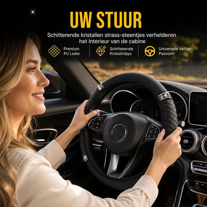✨Strass Stuurhoes – Schitterend, Gewatteerd, Luxueus 🚗