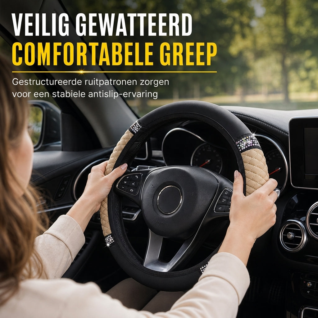 ✨Strass Stuurhoes – Schitterend, Gewatteerd, Luxueus 🚗