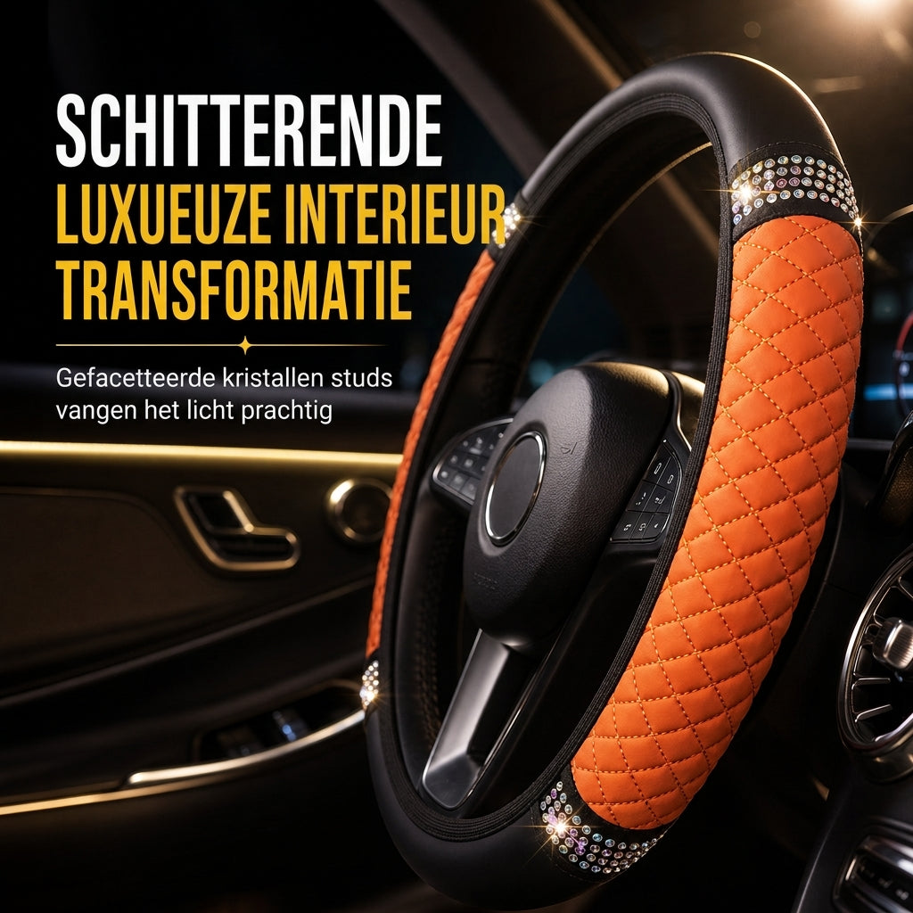 ✨Strass Stuurhoes – Schitterend, Gewatteerd, Luxueus 🚗