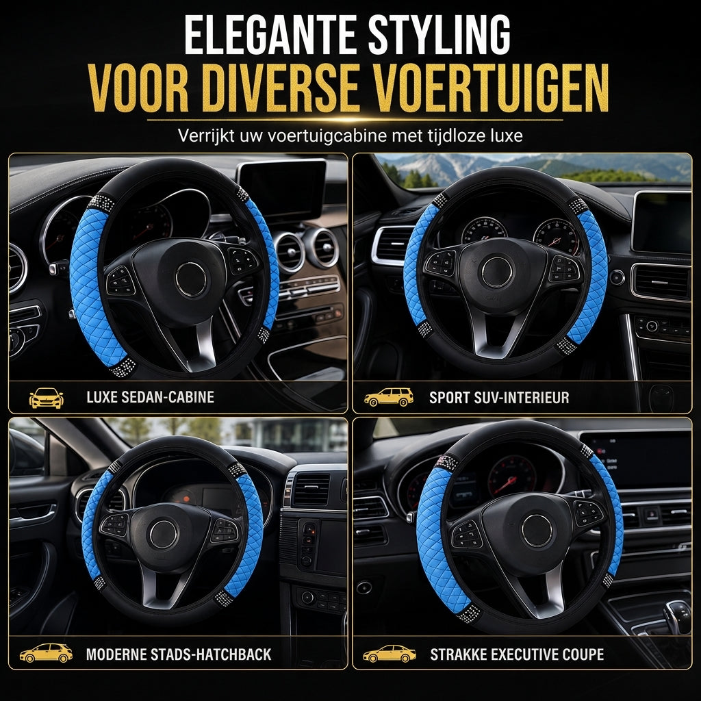 ✨Strass Stuurhoes – Schitterend, Gewatteerd, Luxueus 🚗
