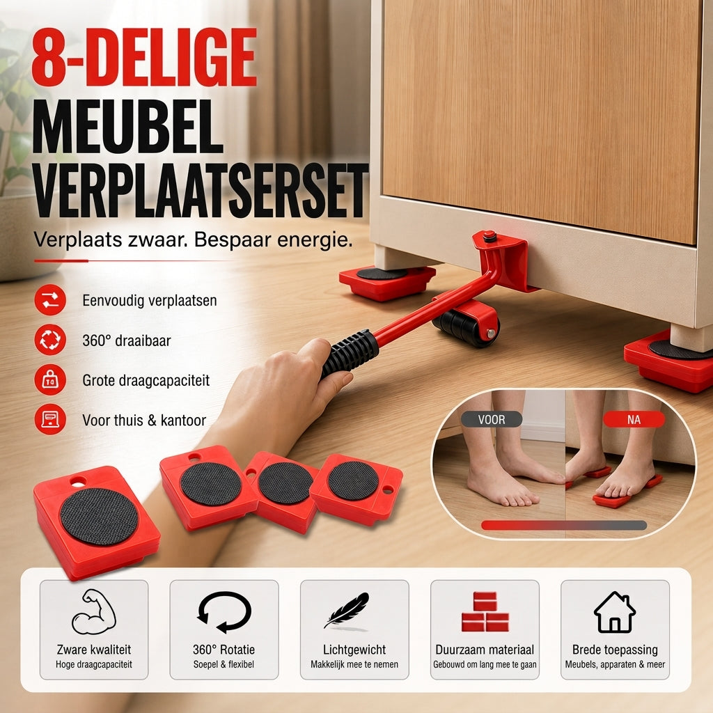 🪵 BEPERKTE TIJD: 50% KORTING! 💪 Meubelverhuizer – Glijders & Lift voor Zware Meubelen ✨