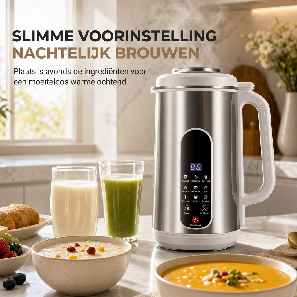 Multifunctionele 304 RVS Sojamelkmaker en Hogesnelheidsblender – Grote Capaciteit, Filtervrije Huishoudelijke Foodprocessor met Slimme Timer
