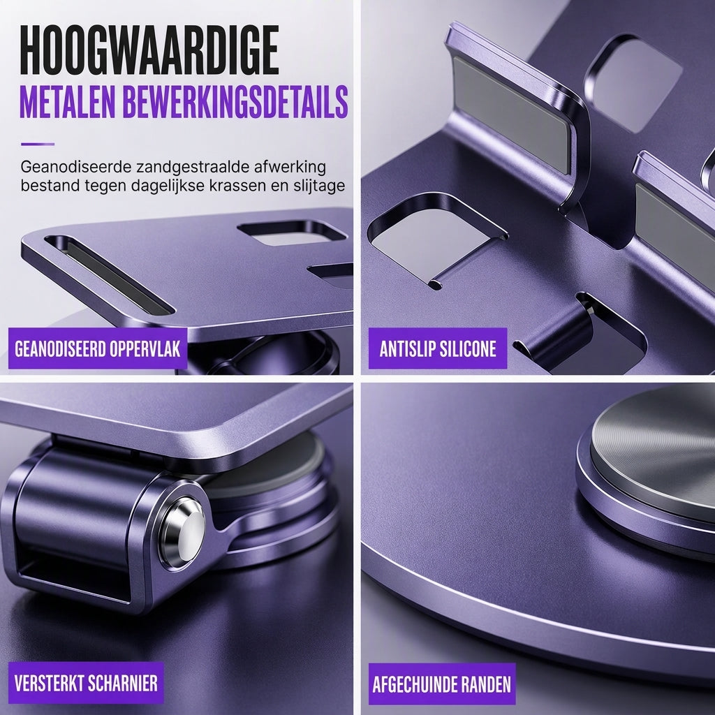 ⏳ Beperkte Tijdsaanbieding ⏰ Volledig Metalen Telefoonstandaard – 360° Draaibare Bureauhouder ✨