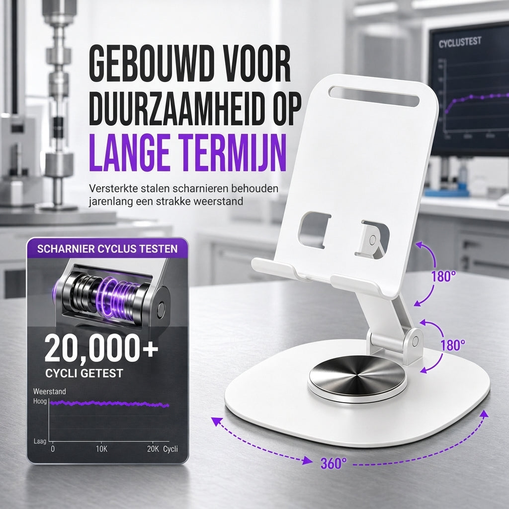 ⏳ Beperkte Tijdsaanbieding ⏰ Volledig Metalen Telefoonstandaard – 360° Draaibare Bureauhouder ✨