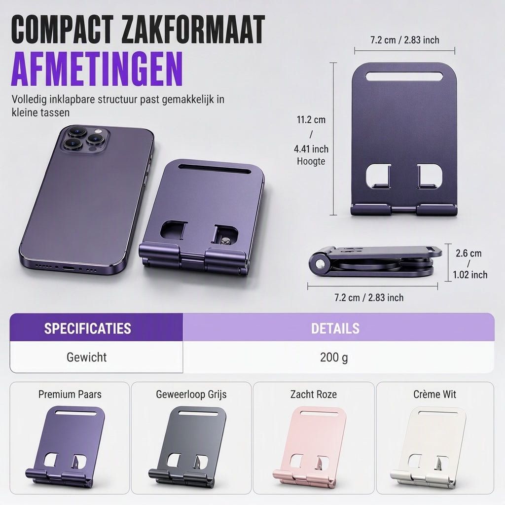 ⏳ Beperkte Tijdsaanbieding ⏰ Volledig Metalen Telefoonstandaard – 360° Draaibare Bureauhouder ✨
