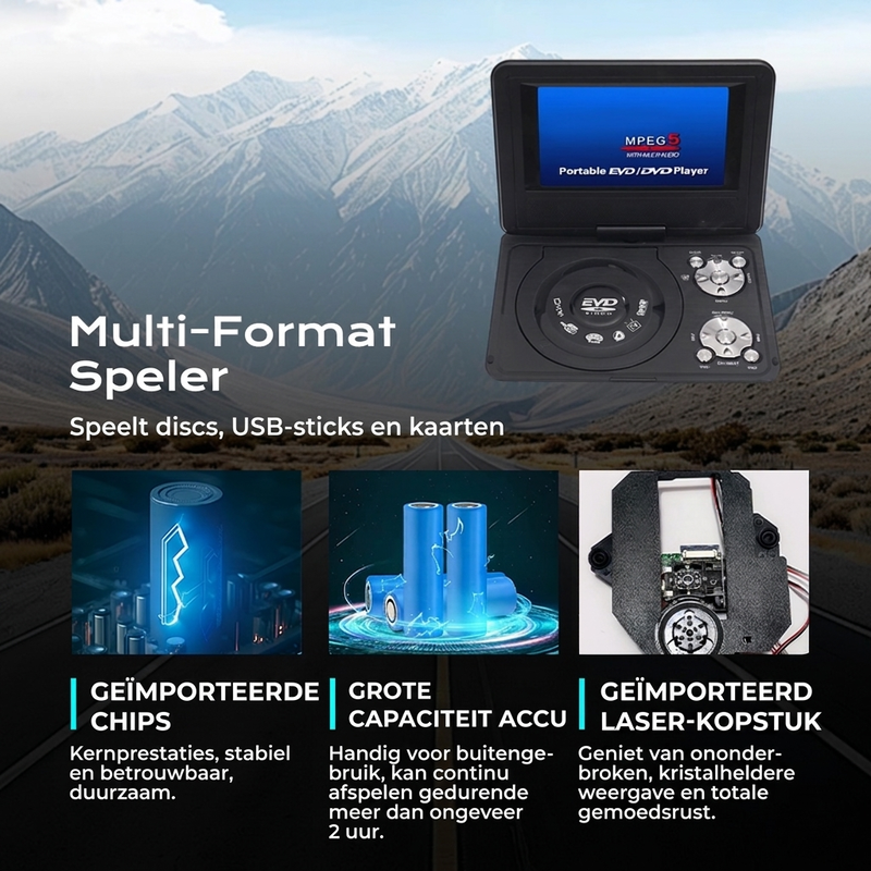 7.8-inch draagbare DVD/EVD-speler met gamefunctie