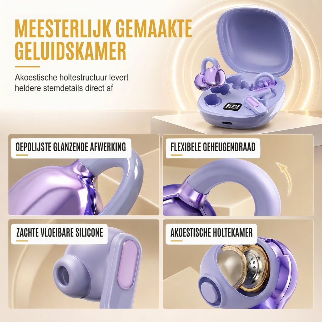 B115 3-in-1 Bluetooth-oordopjes met 6 oordoppen, oordopclip en in-ear slaapkoptelefoon met ruisonderdrukking en lange batterijduur