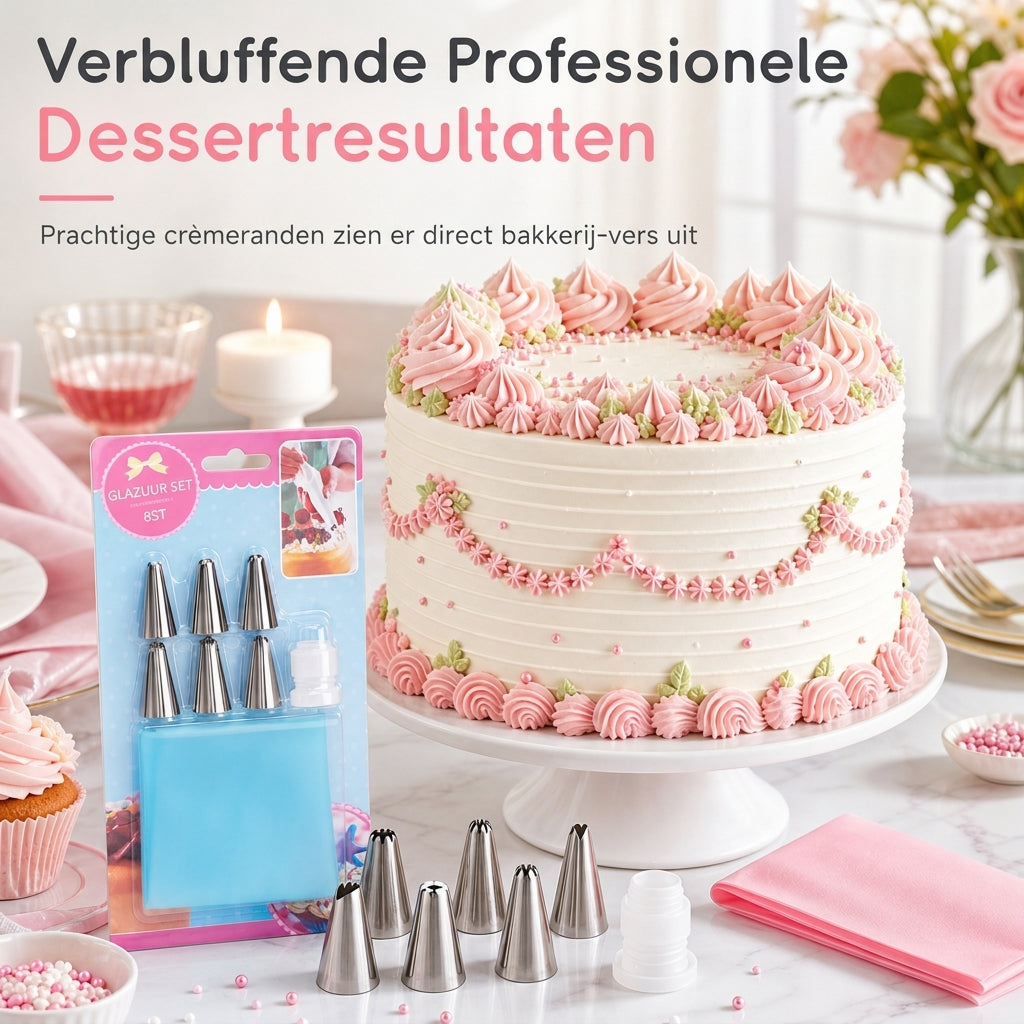 Set met spuitmonden voor taartdecoratie in verschillende vormen