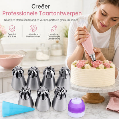 Set met spuitmonden voor taartdecoratie in verschillende vormen