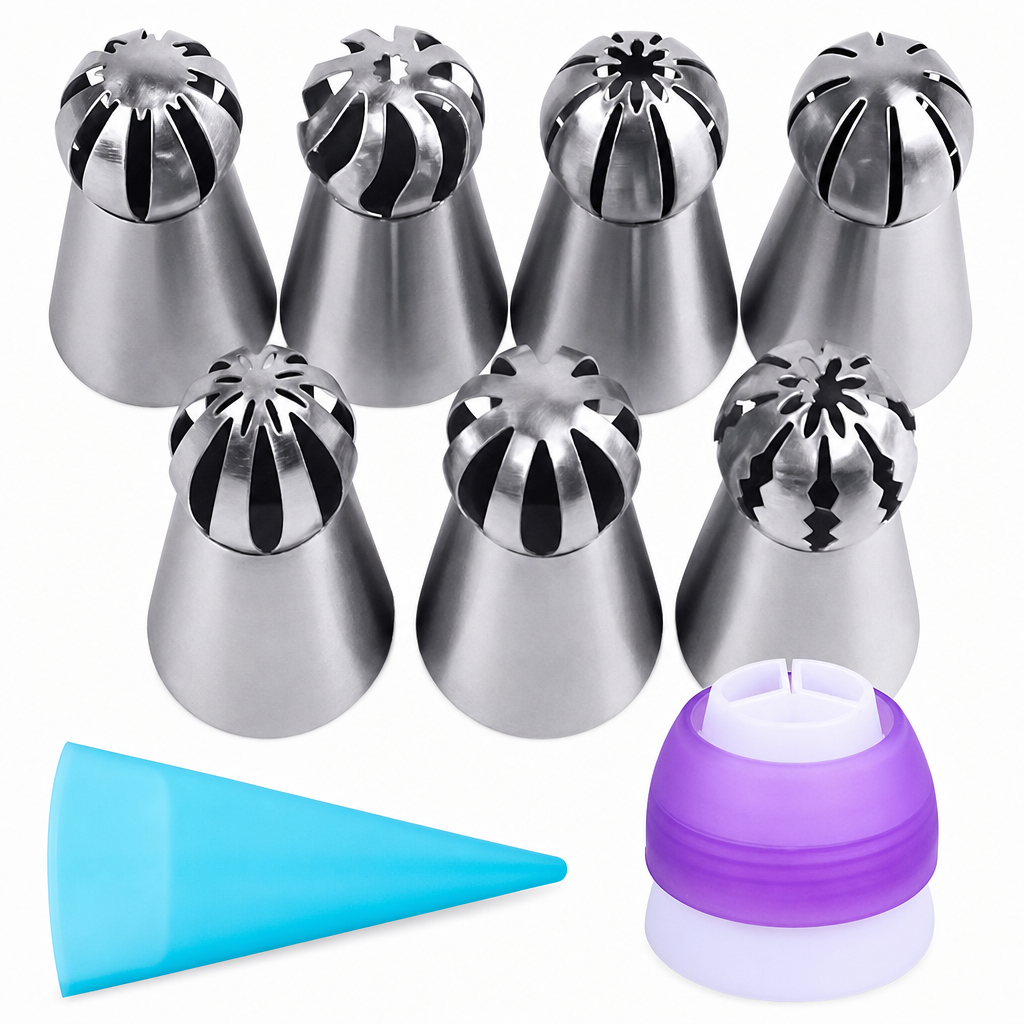 Set met spuitmonden voor taartdecoratie in verschillende vormen