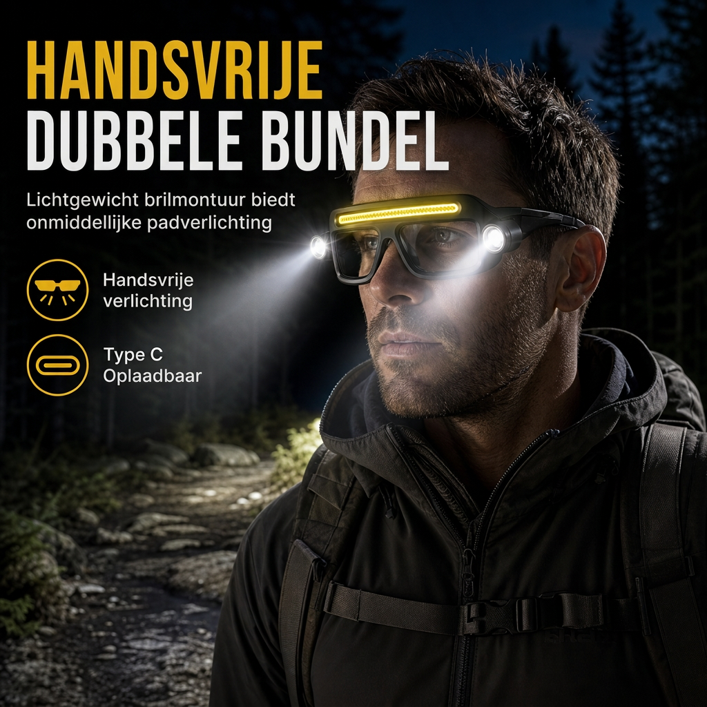 ⏳ Tijdelijke aanbieding ⏰👓 USB oplaadbare dubbelzijdige klembrilverlichting – 5 helderheidsstanden, handsfree ✨