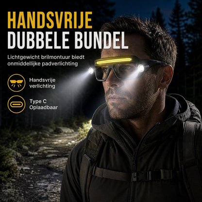 ⏳ Tijdelijke aanbieding ⏰👓 USB oplaadbare dubbelzijdige klembrilverlichting – 5 helderheidsstanden, handsfree ✨