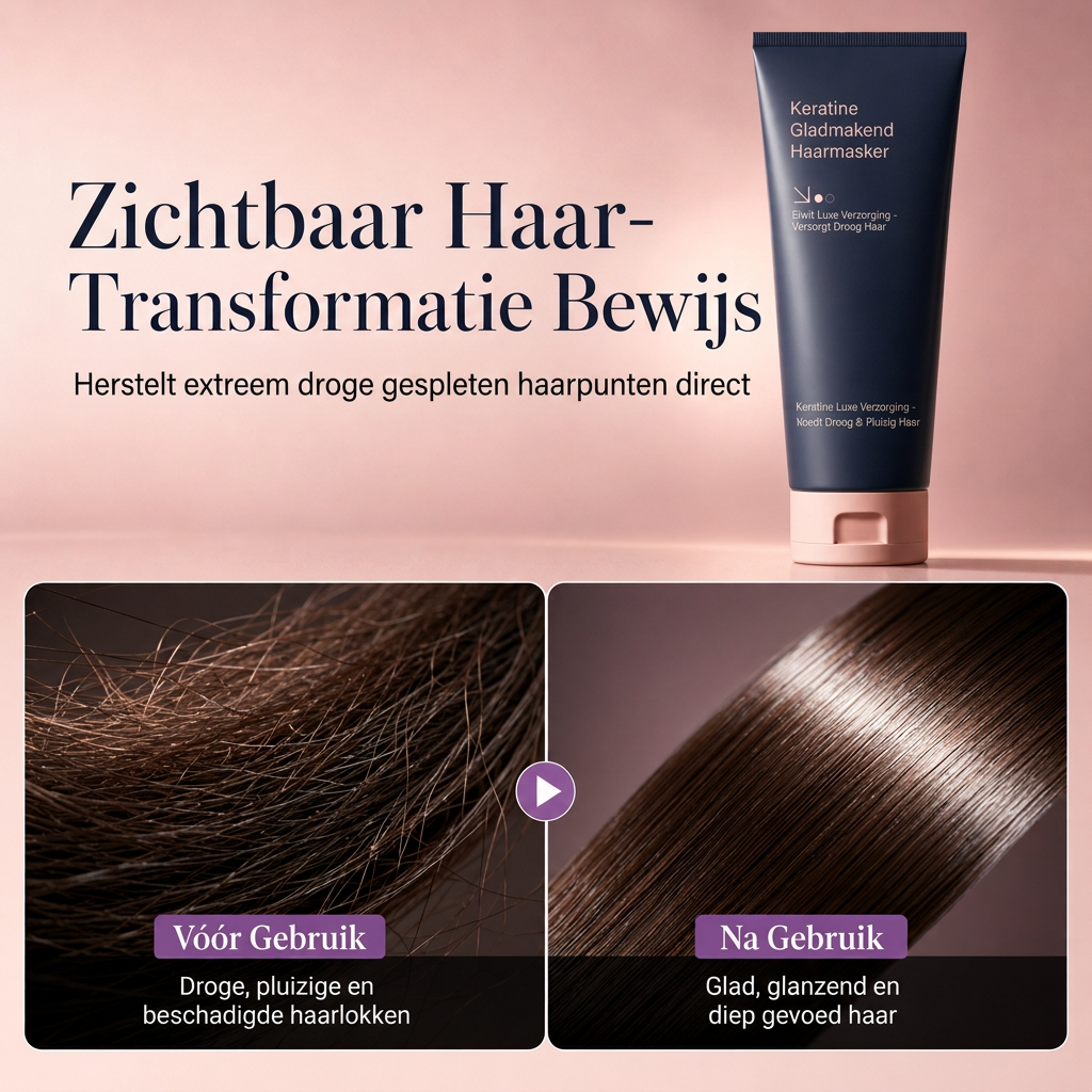 Keratine Glattmakend Haarmasker 320ml - Voedende en Herstellende Behandeling voor Droog, Kroes en Beschadigd Haar