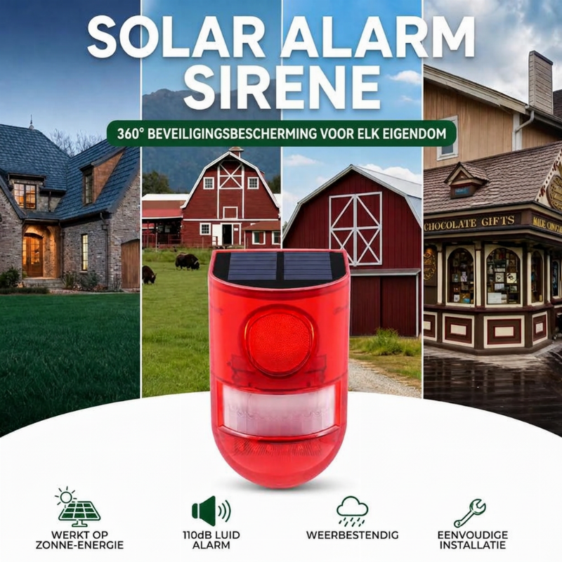 🔥 50% KORTING 🚨 🐗 Zonne-energie dierafweer: 110dB alarm, 6 LED-flits, bewegingssensor, IP65, voor tuin & boerderij