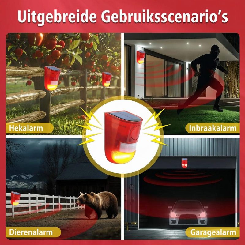 🔥 50% KORTING 🚨 🐗 Zonne-energie dierafweer: 110dB alarm, 6 LED-flits, bewegingssensor, IP65, voor tuin & boerderij