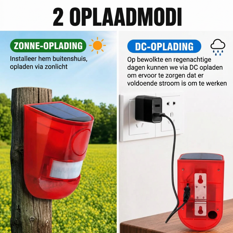 🔥 50% KORTING 🚨 🐗 Zonne-energie dierafweer: 110dB alarm, 6 LED-flits, bewegingssensor, IP65, voor tuin & boerderij