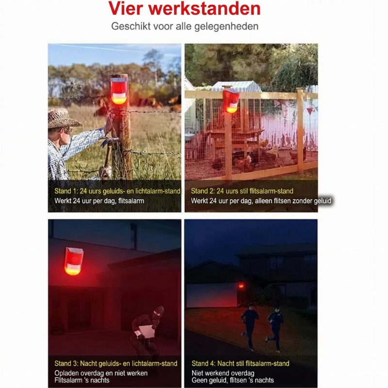 🔥 50% KORTING 🚨 🐗 Zonne-energie dierafweer: 110dB alarm, 6 LED-flits, bewegingssensor, IP65, voor tuin & boerderij
