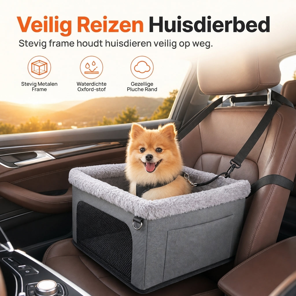 🐶 BEPERKTE TIJD: 50% KORTING! 🚗 Heavy-Duty hondenautostoel – stevig metalen frame, waterdichte oxfordstof en bescherming van de autostoel 🛡️