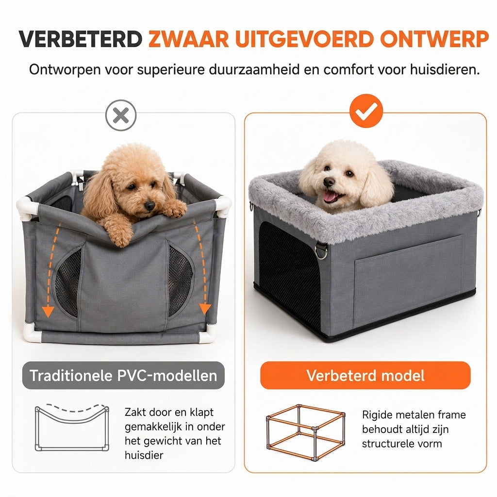 🐶 BEPERKTE TIJD: 50% KORTING! 🚗 Heavy-Duty hondenautostoel – stevig metalen frame, waterdichte oxfordstof en bescherming van de autostoel 🛡️