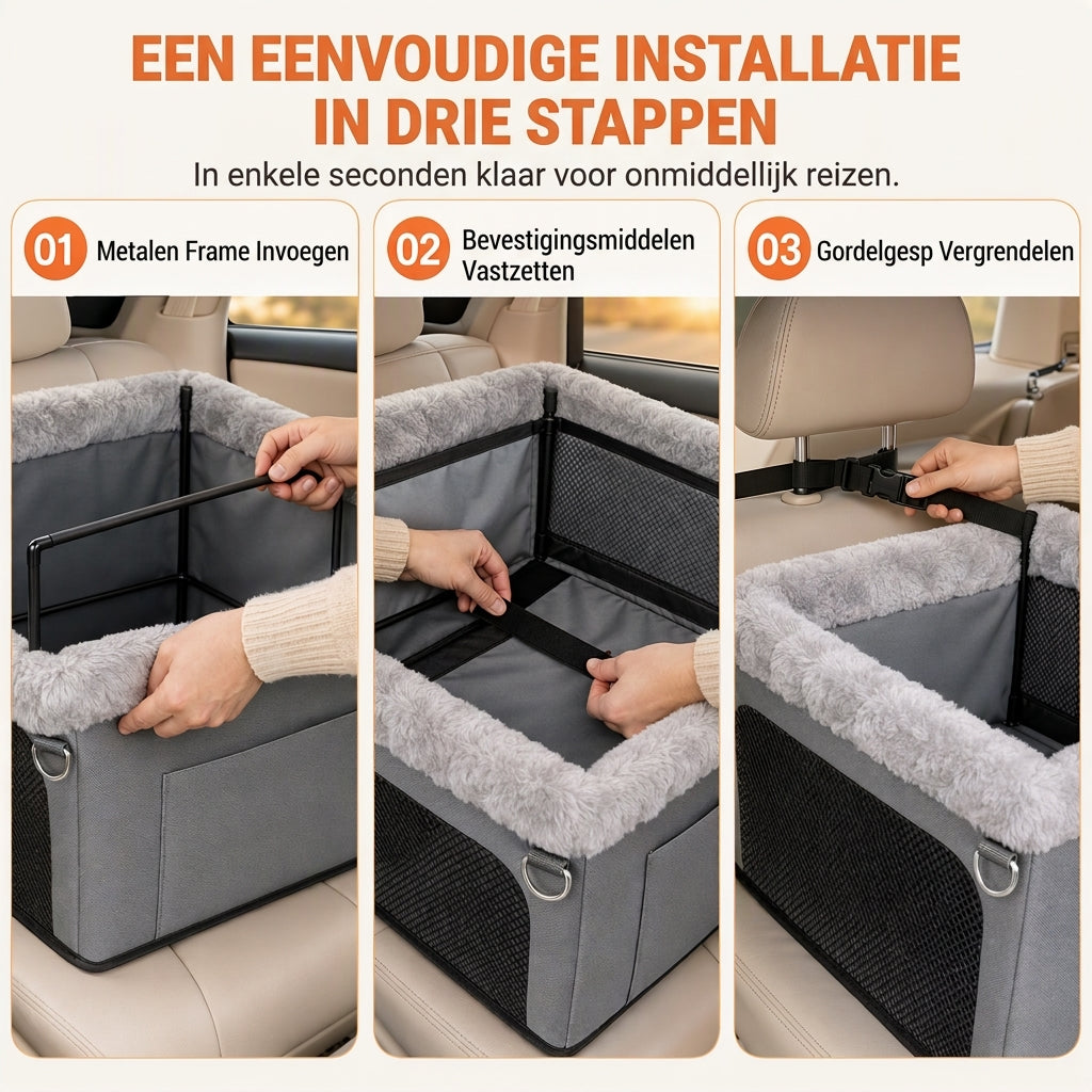 🐶 BEPERKTE TIJD: 50% KORTING! 🚗 Heavy-Duty hondenautostoel – stevig metalen frame, waterdichte oxfordstof en bescherming van de autostoel 🛡️