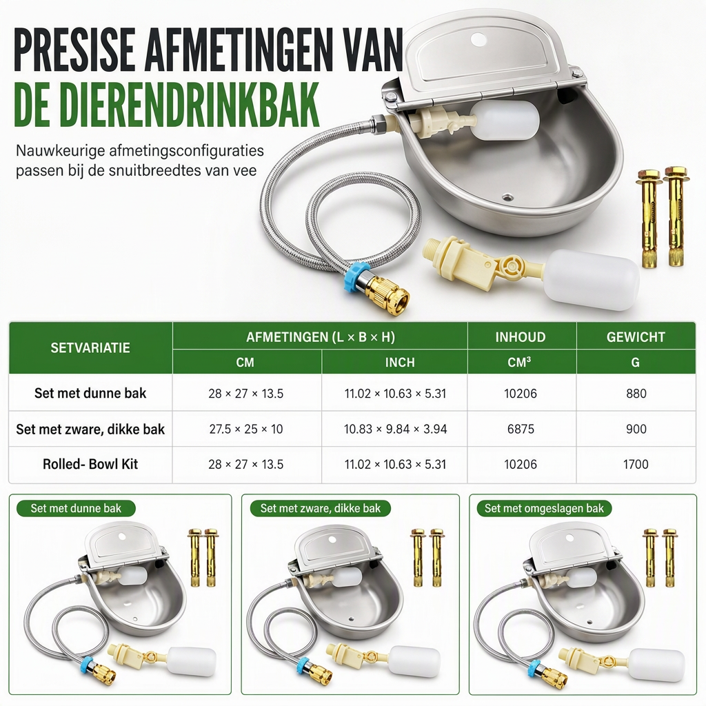⏳Beperkte tijd speciale aanbieding⏰ 🐄 Automatische drinkbak van 304 roestvrij staal met vlotter en afvoergat voor runderen, paarden, schapen en honden 🤖