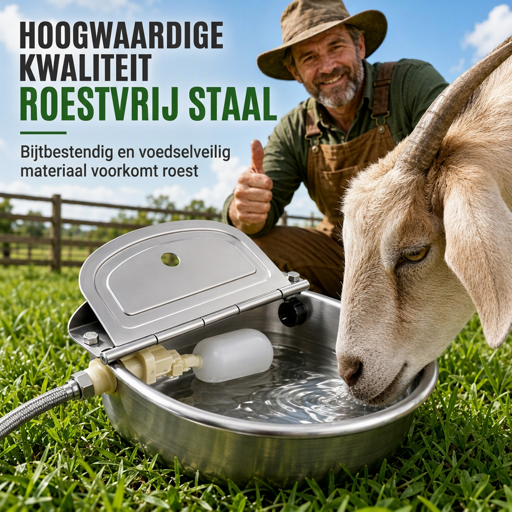 ⏳Beperkte tijd speciale aanbieding⏰ 🐄 Automatische drinkbak van 304 roestvrij staal met vlotter en afvoergat voor runderen, paarden, schapen en honden 🤖