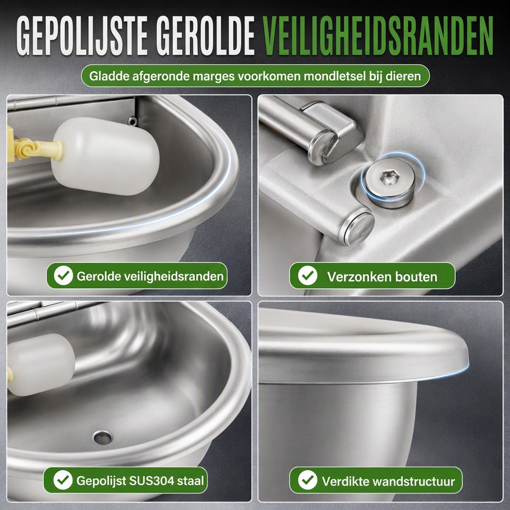⏳Beperkte tijd speciale aanbieding⏰ 🐄 Automatische drinkbak van 304 roestvrij staal met vlotter en afvoergat voor runderen, paarden, schapen en honden 🤖