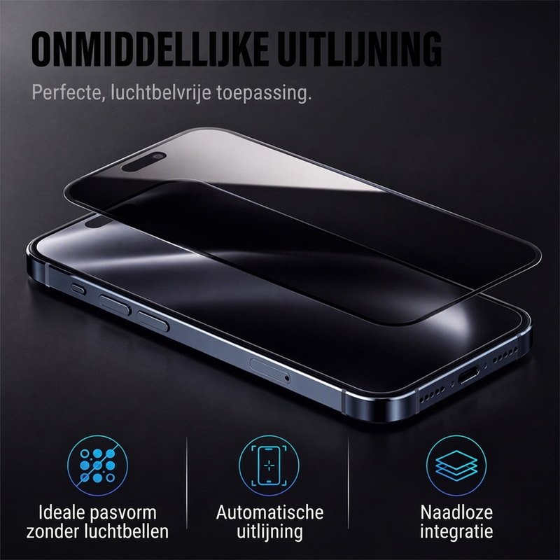 🛡️ NU 50% KORTING! Privacy Screen Protector voor iPhone, 9H Gehard Glas, 30° Anti-Spionage, 9D Volledige Dekking, Automatische Stofverwijdering, Bubbelvrije Installatie