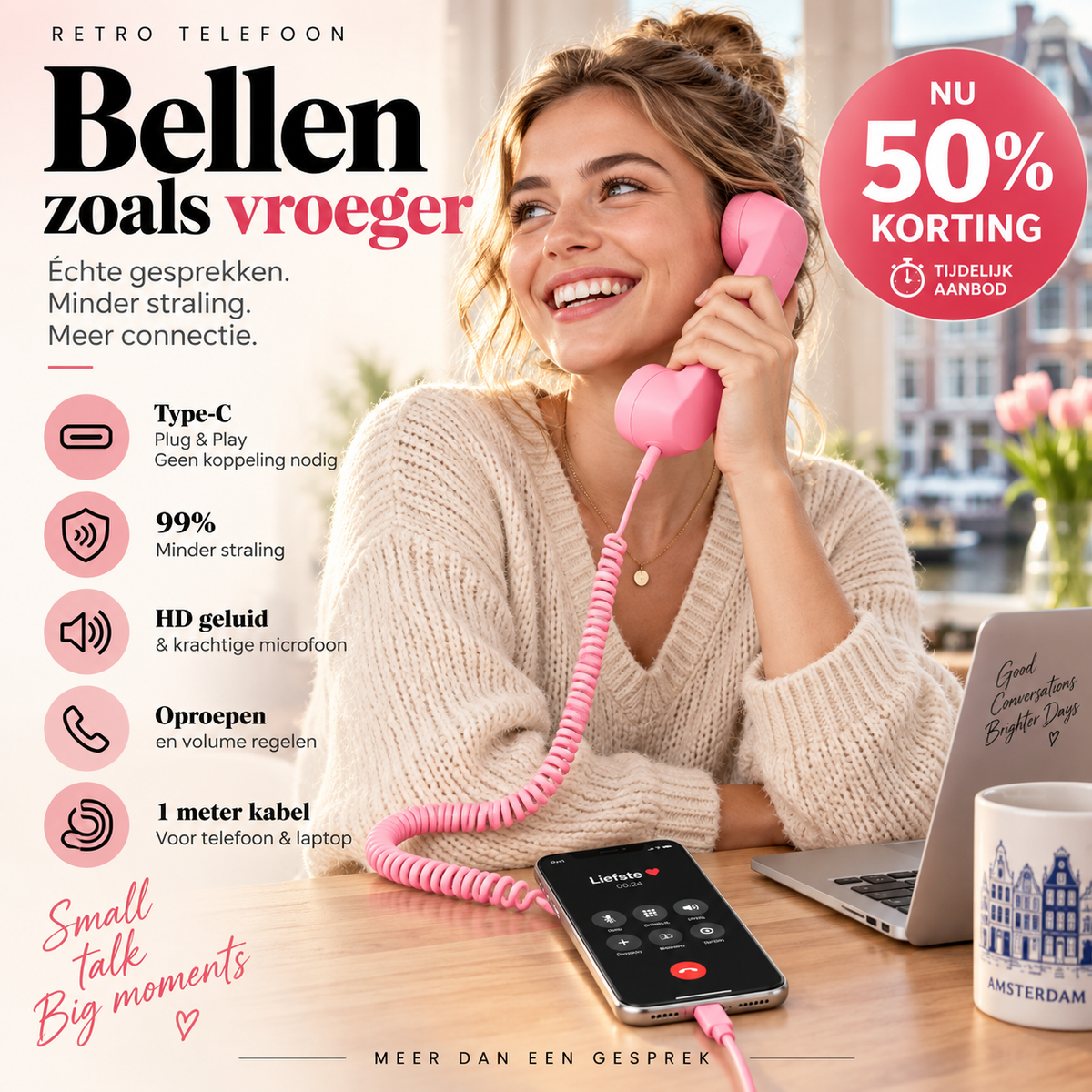 ⏳ 50% KORTING! ⏰ Retro Telefoonhoorn met Bluetooth | Klassiek Vintage Design | Voor Thuis & Kantoor