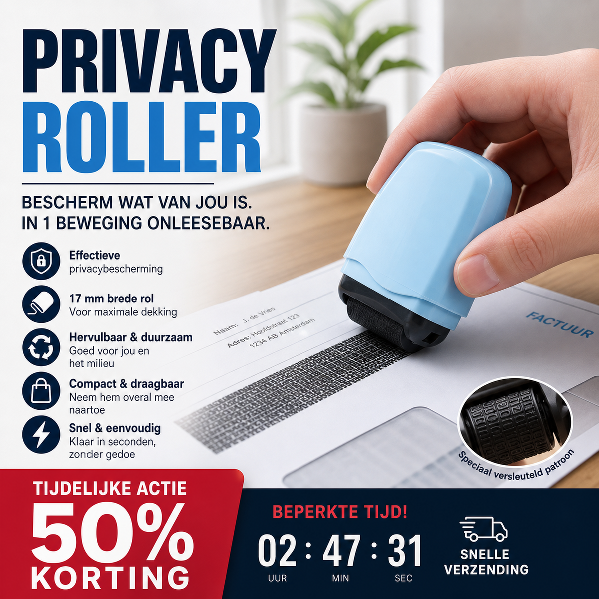 🔒 50% KORTING! Privacy Roller – Bescherm Persoonlijke Gegevens Snel & Eenvoudig 📦