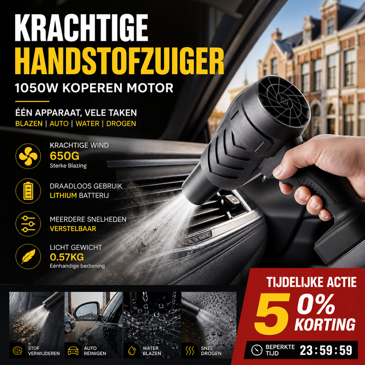 🔥 2026 BESTSELLER! 50% KORTING! 1050W Draadloze Blazer – Krachtig, Draagbaar & Veelzijdig | Voor Auto, Tuin, Garage & Elektronica 💨⚡